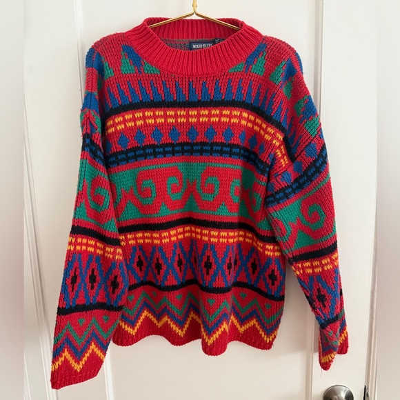 90s Mens Large Coogi Style  3D Knit Crewneck Sweater - Picture 1 of 3